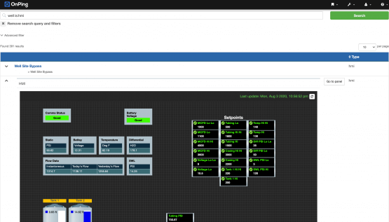 OnPing HMI Panel Search and Browse