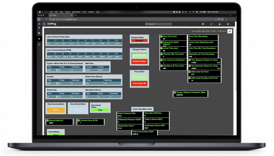 OnPing Plunger Lift Control HMI Screen